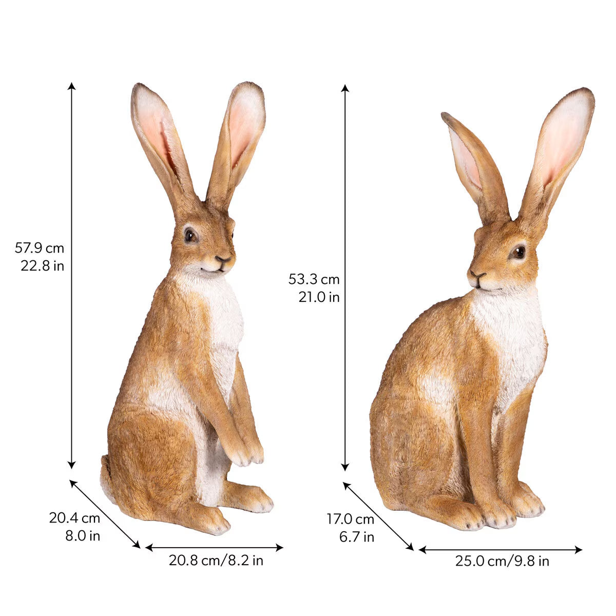 Ornamental Hare Statues, Set of 2