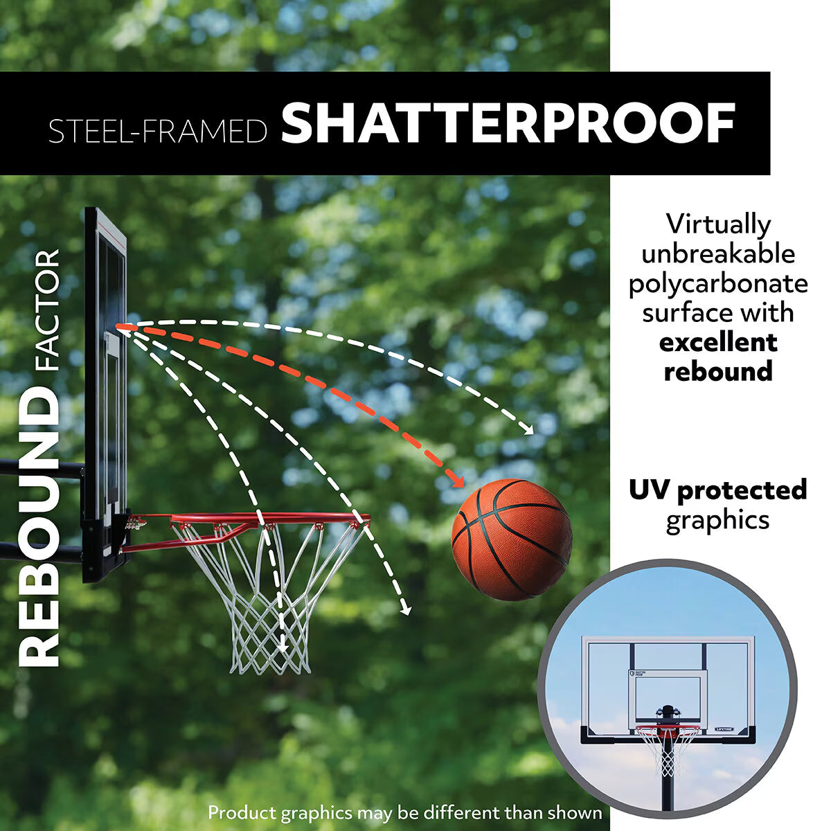 52 Inch (132Cm) Power Lift XI Portable Basketball Hoop System
