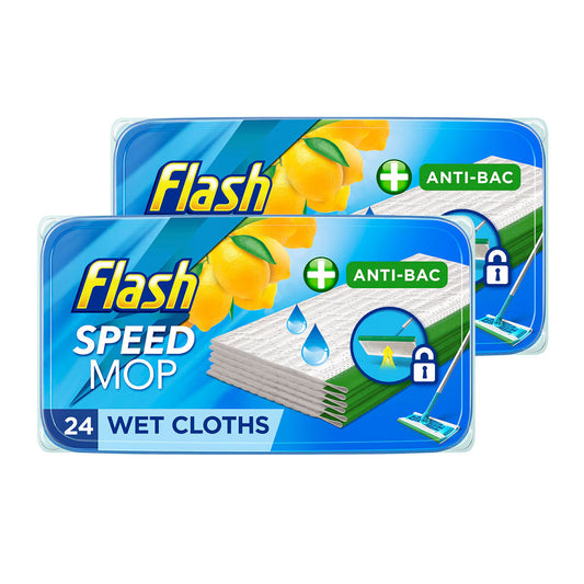 Speedmop Wet Cloths Lemon Multi-Surface Refills, 2 X 24 Pack