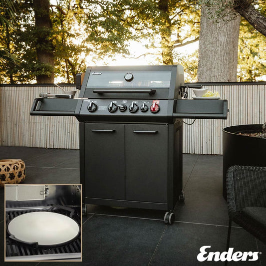 Monroe 4 Burner Stainless Steel Gas Barbecue + Pizza Stone + Cover