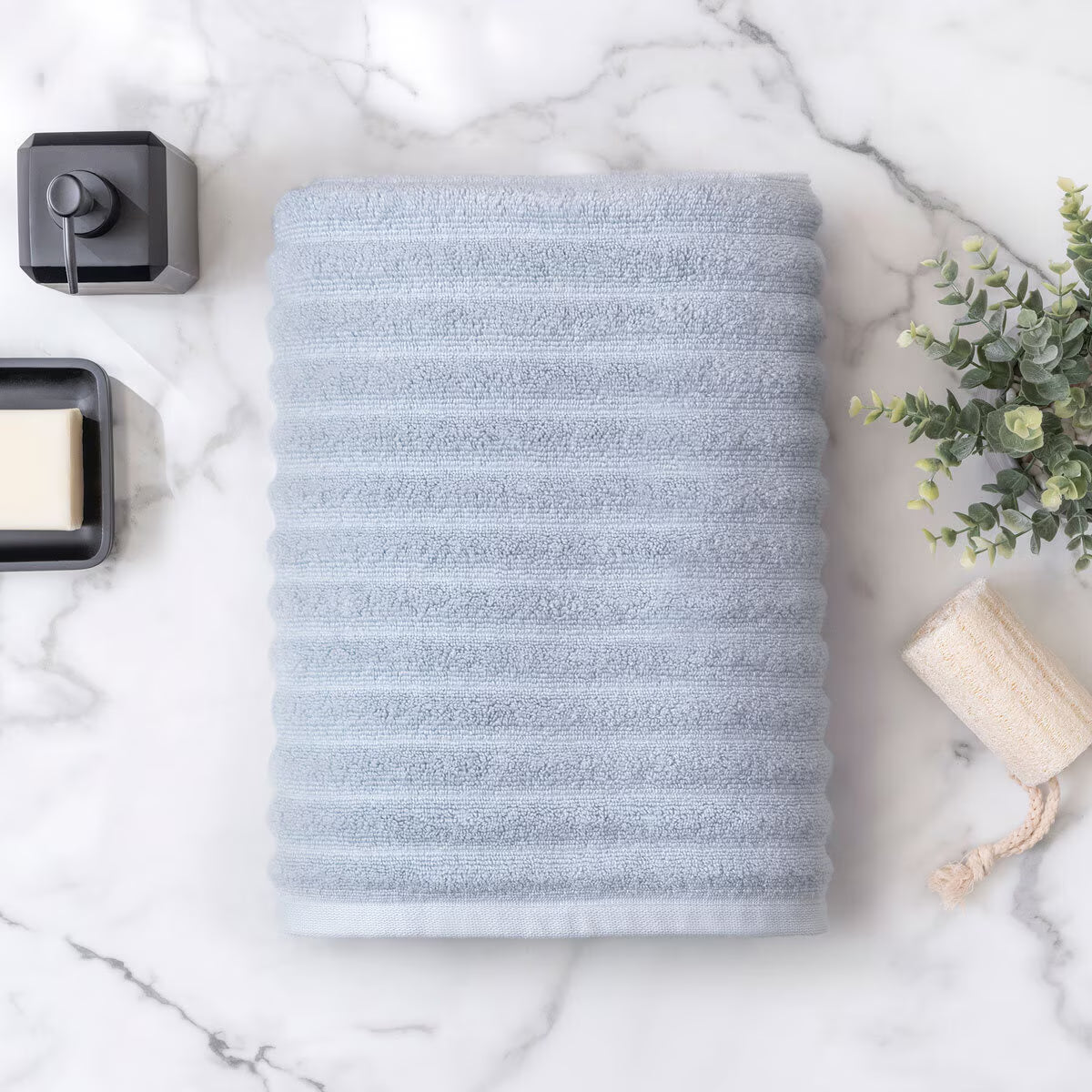 Bumpy Texture 100% Cotton Bath Towel in Blue, 76 X 147 Cm