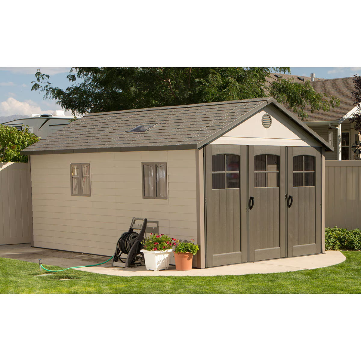 11Ft X 18Ft 6" (3.3 X 5.6M) Outdoor Storage Shed with Tri-Folding Door - Model 60236