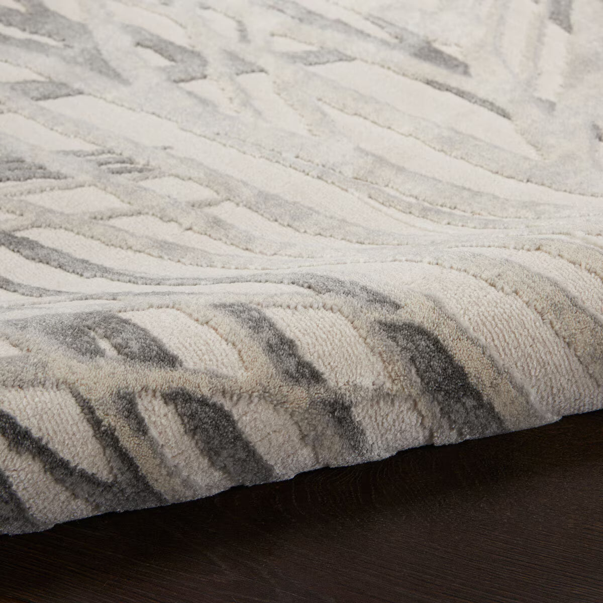 Rustic Textures Ivory & Grey Circle Rug, 160 Cm