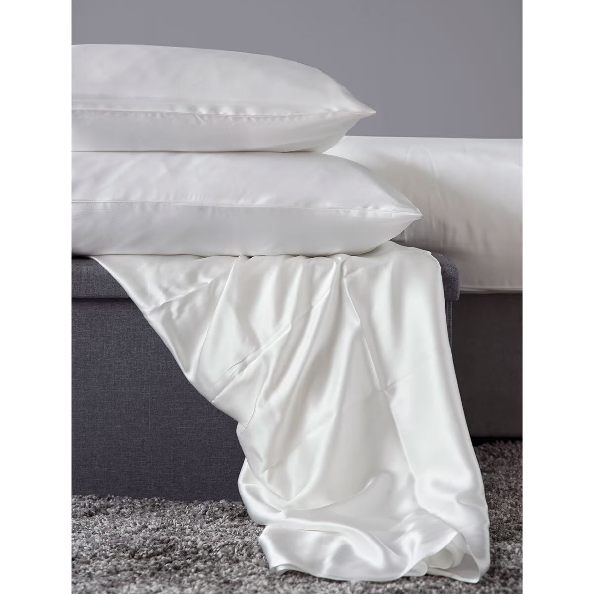 100% Mulberry Silk Ivory Fitted Sheet in Double