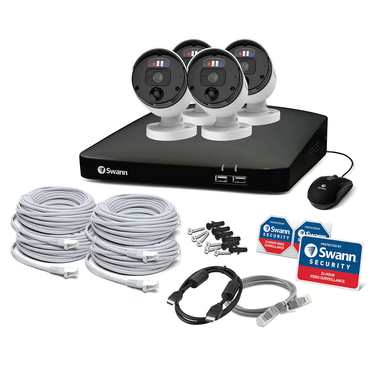 8 Channel 2TB NVR Recorder with 4 X 12MP Mega HD Enforcer™ Bullet Cameras, SWNVK-890104-EU