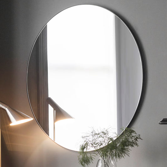 Hayle Black round Mirror, 100Cm