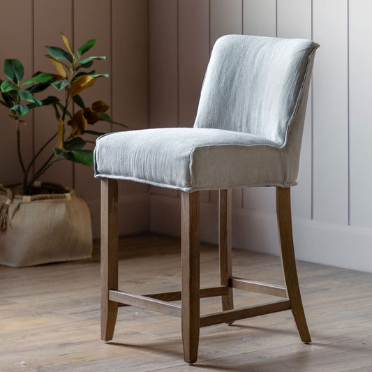 Tarnby Grey Linen Bar Stool, 2 Pack