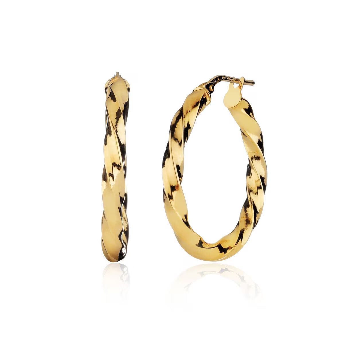 14Ct Yellow Gold Twisted Hoop Earrings