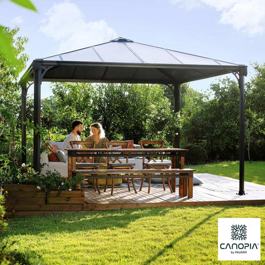 Palermo 11Ft 9" X 11Ft 9" (3.6 X 3.6M) Aluminium and Polycarbonate Gazebo