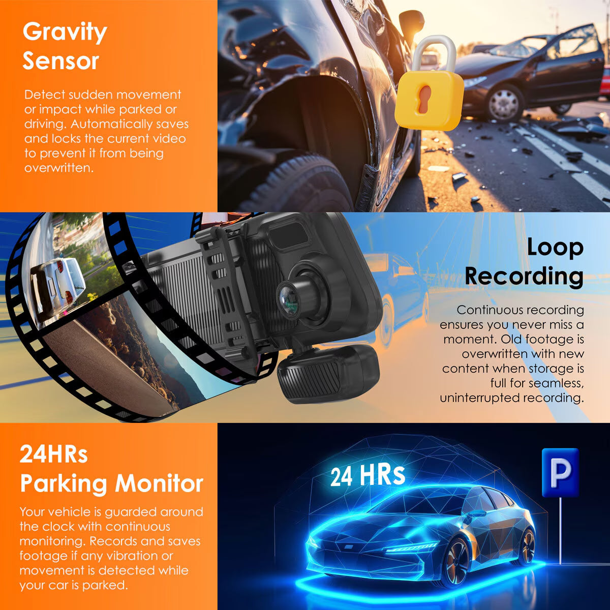 M4 4-Channel 12” Touch Screen Mirror Dash Cam
