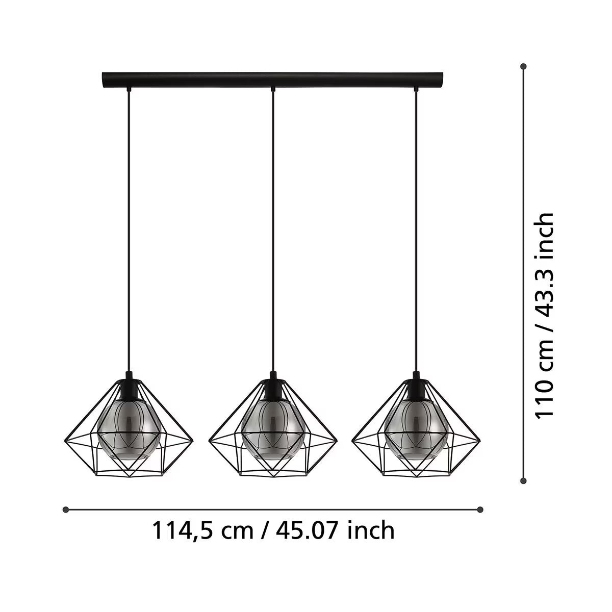 Vernham 3 Light Black Geometric Steel Pendant