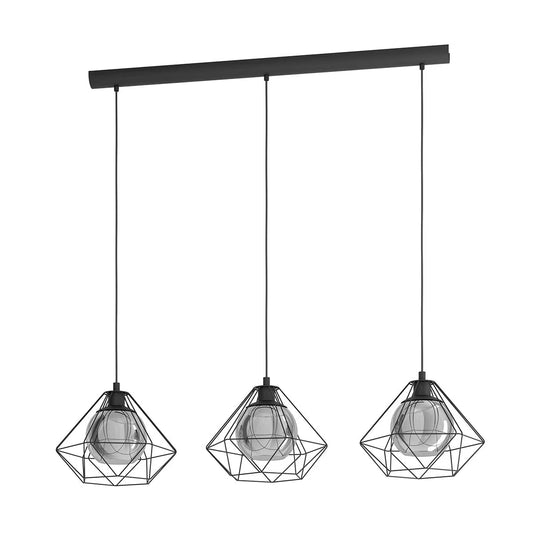 Vernham 3 Light Black Geometric Steel Pendant