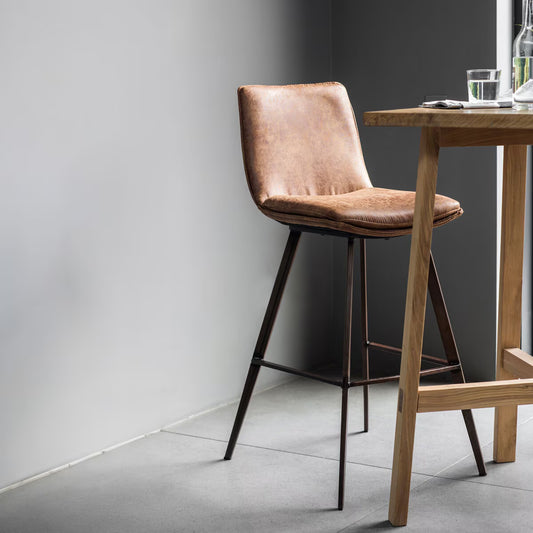 Henley Brown Faux Leather Bar Stool, 2 Pack