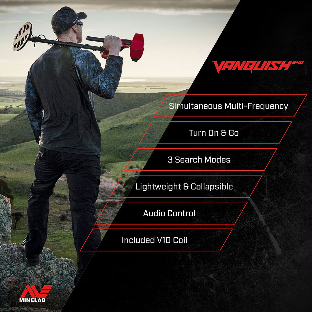 Vanquish 340 Metal Detector Bundle - Includes Pro-Find 35 Pinpointer