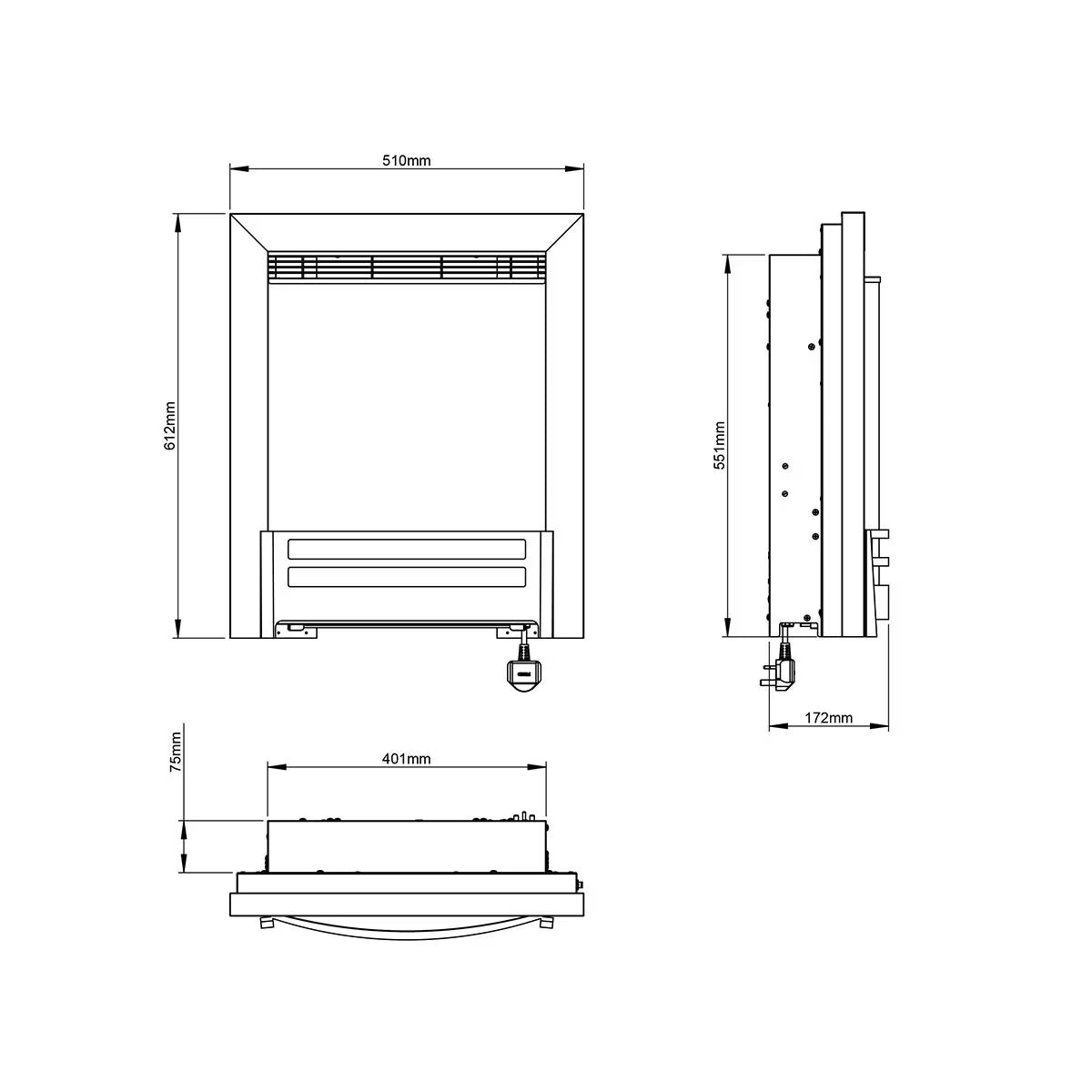Ember Inset Electric Fire in Chrome, 2Kw