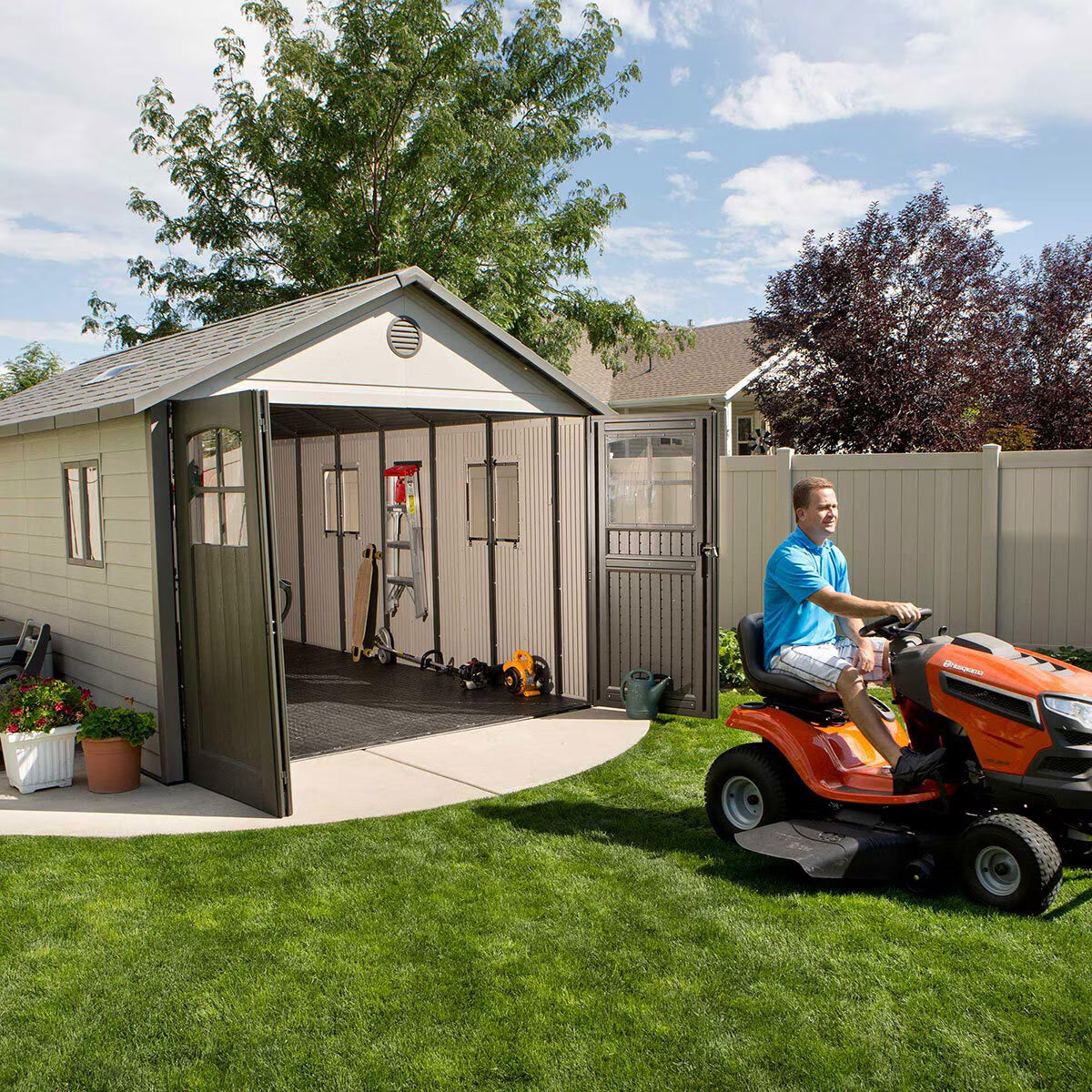 11Ft X 18Ft 6" (3.3 X 5.6M) Outdoor Storage Shed with Tri-Folding Door - Model 60236