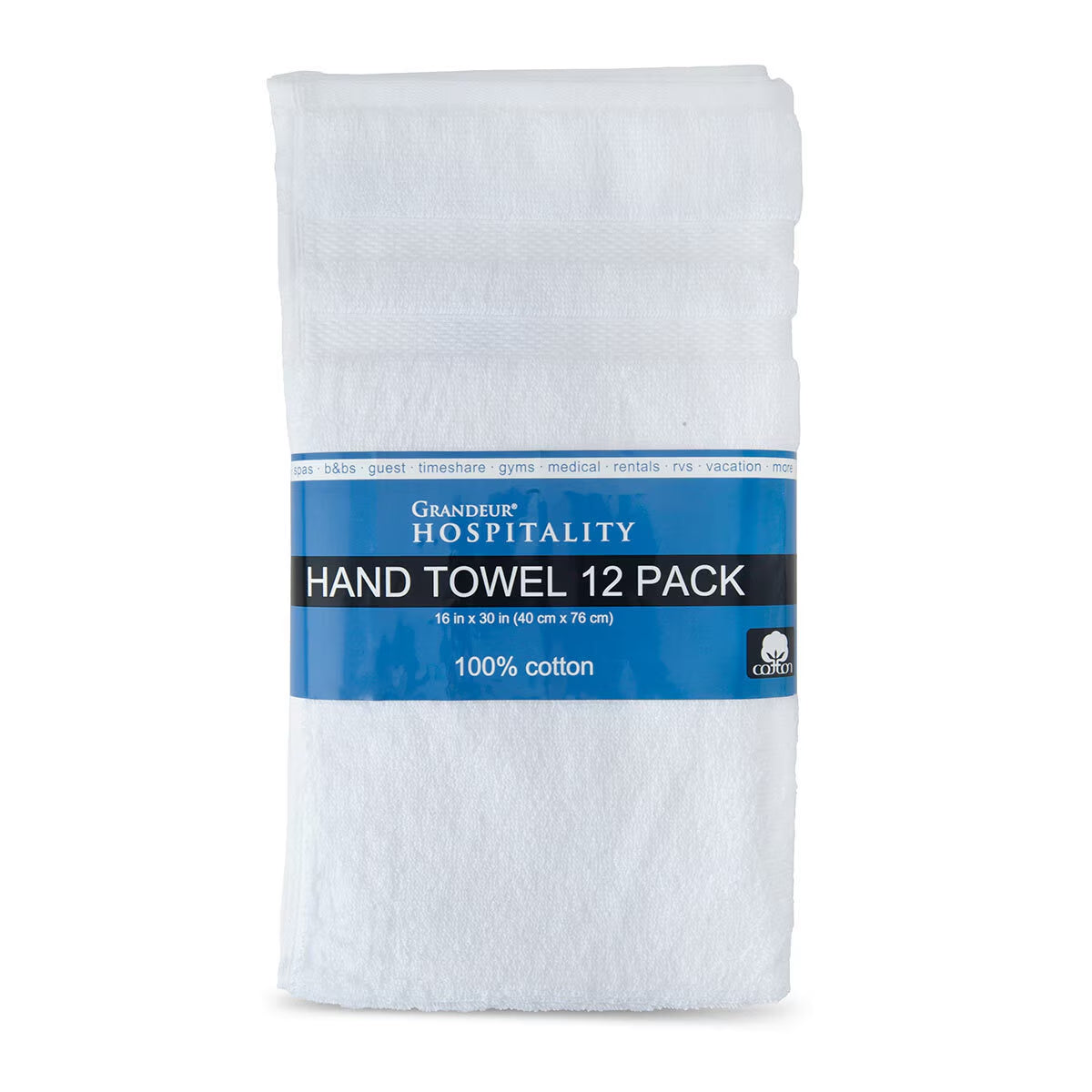 100% Cotton Hospitality Hand Towels, 12 Pack
