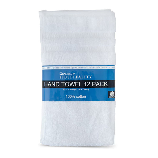 100% Cotton Hospitality Hand Towels, 12 Pack