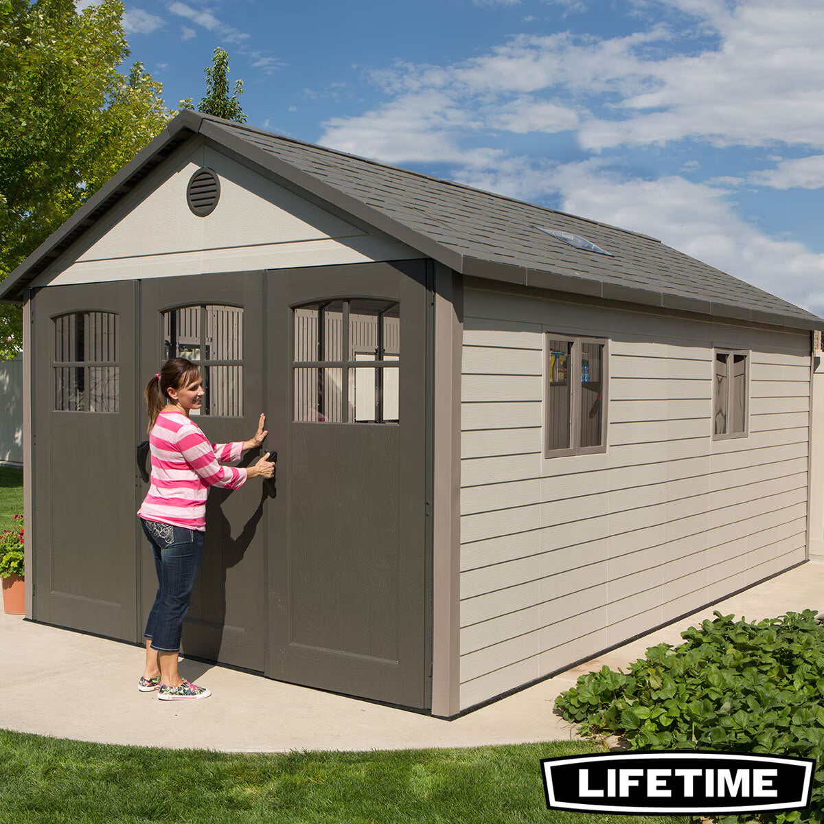 11Ft X 18Ft 6" (3.3 X 5.6M) Outdoor Storage Shed with Tri-Folding Door - Model 60236