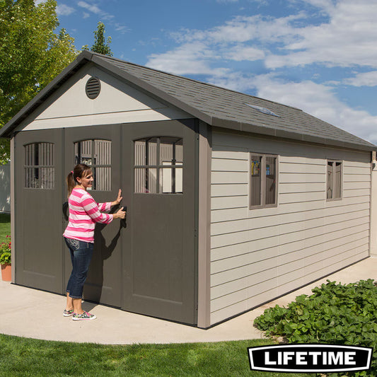 11Ft X 18Ft 6" (3.3 X 5.6M) Outdoor Storage Shed with Tri-Folding Door - Model 60236