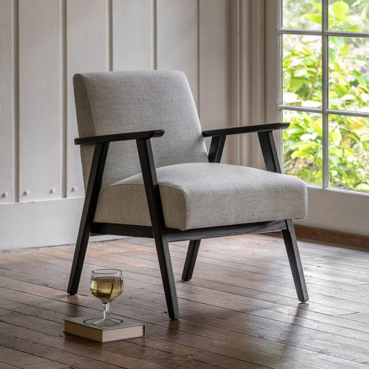 Neyland Mottled Stone Linen Armchair