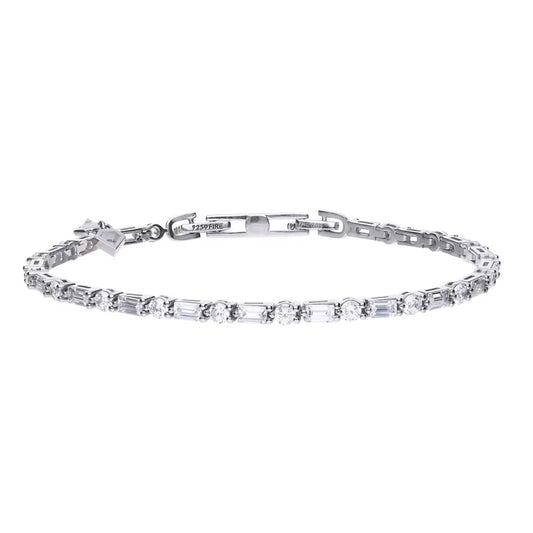 Sterling Silver Cubic Zirconia Baguette and round Bracelet