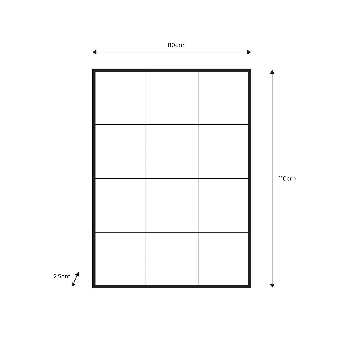 Chafford Black Window Mirror, 80 X 110Cm