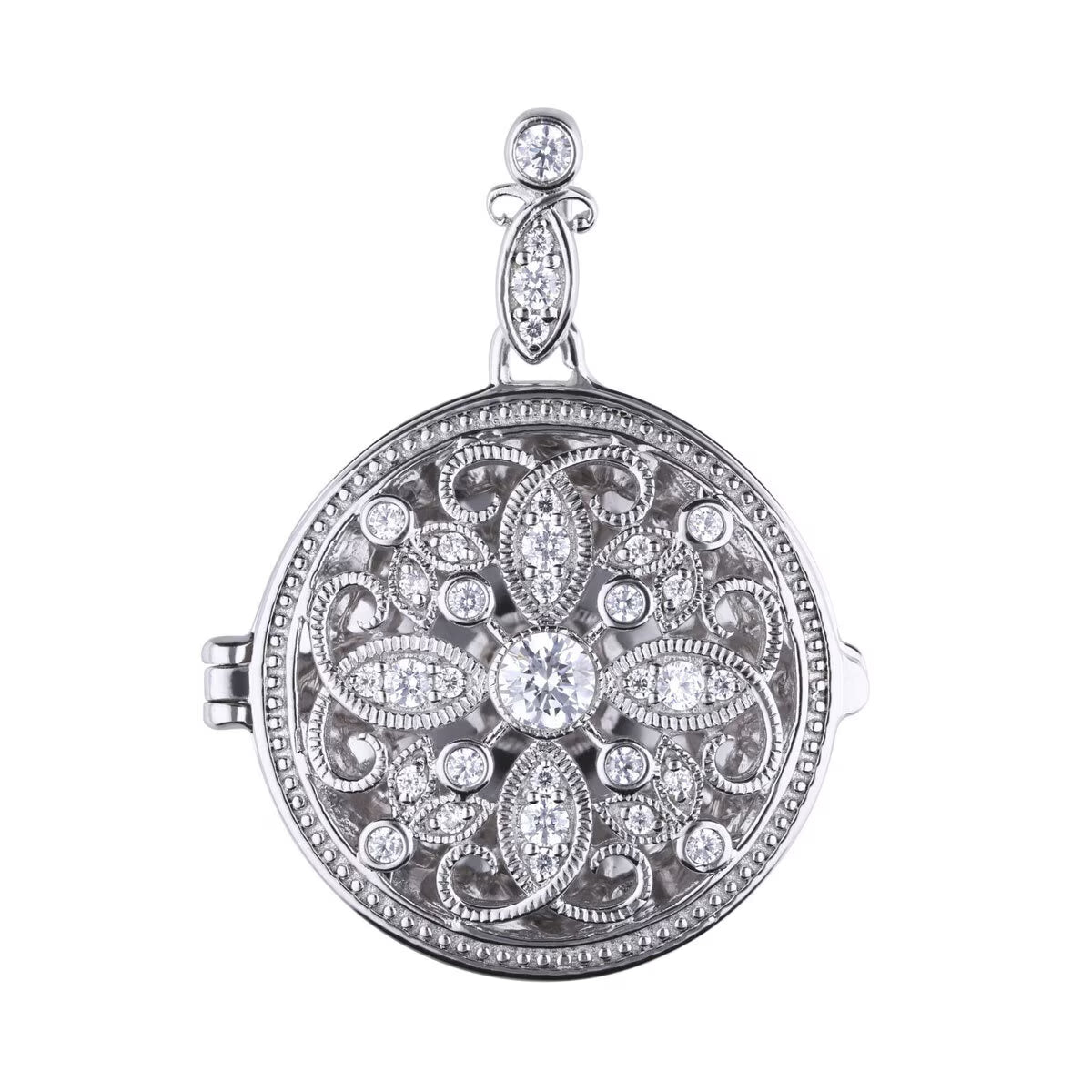 Sterling Silver round Medallion Filigree Locket