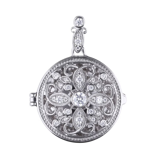 Sterling Silver round Medallion Filigree Locket