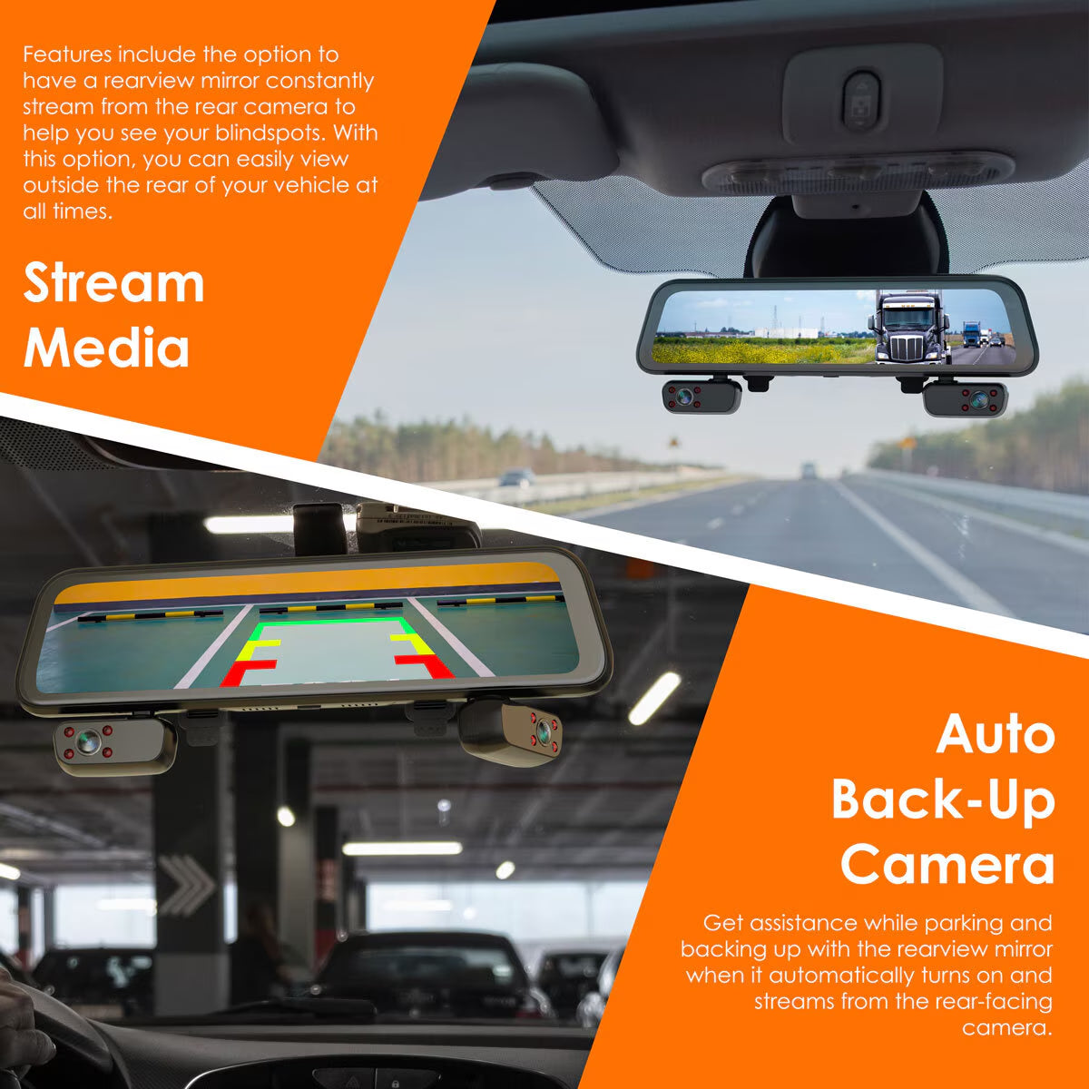 M4 4-Channel 12” Touch Screen Mirror Dash Cam