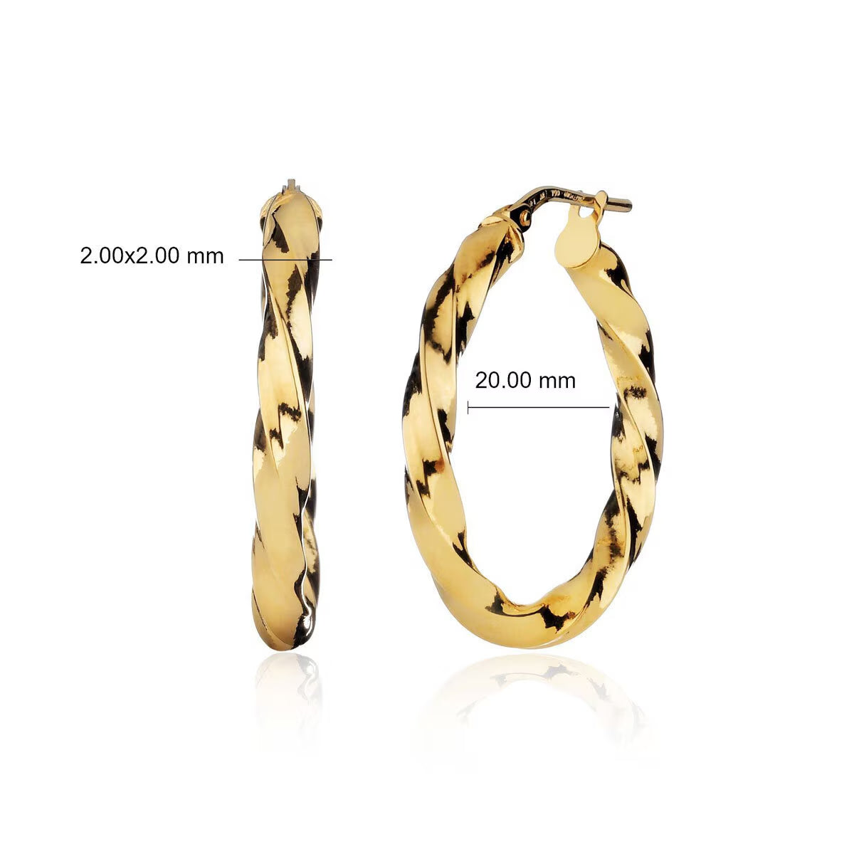14Ct Yellow Gold Twisted Hoop Earrings