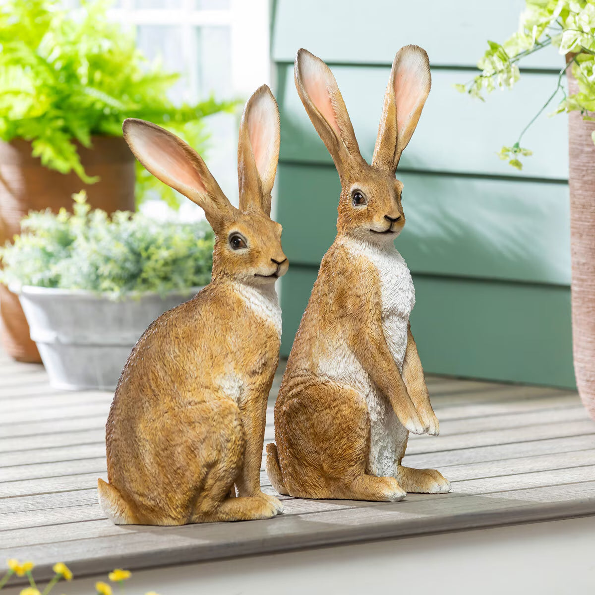 Ornamental Hare Statues, Set of 2