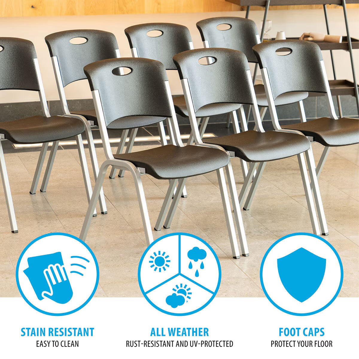 Black Stacking Chair, 14 Pack