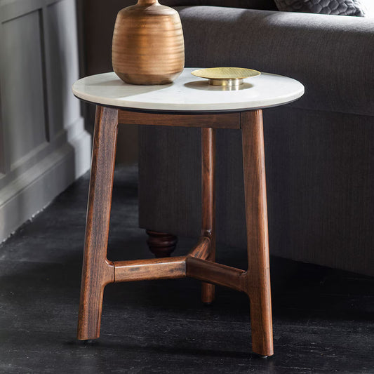 Barcelona White Marble Top Side Table