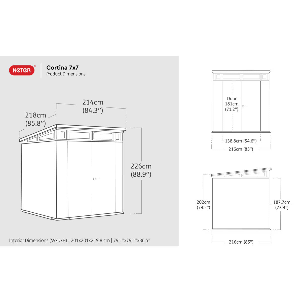 Cortina 7Ft 1" X 7Ft 1" (2.16 X 2.16M) Storage Shed