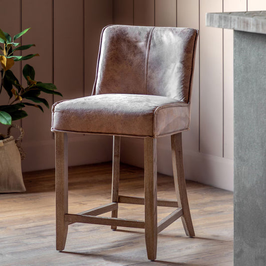 Tarnby Brown Leather Bar Stool, 2 Pack