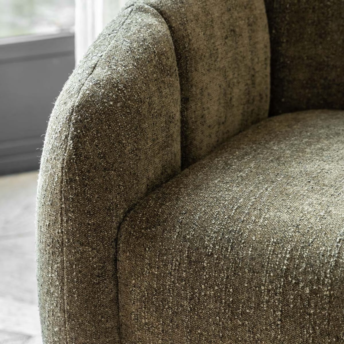 Atella Moss Green Bouclé Tub Chair