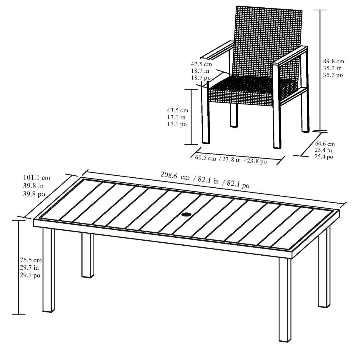 Maricopa 7 Piece Woven Dining Set with Padded Seats + Cover