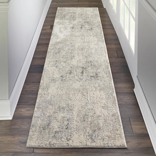 Rustic Textures Mottled Grey Runner, 66 X 236 Cm