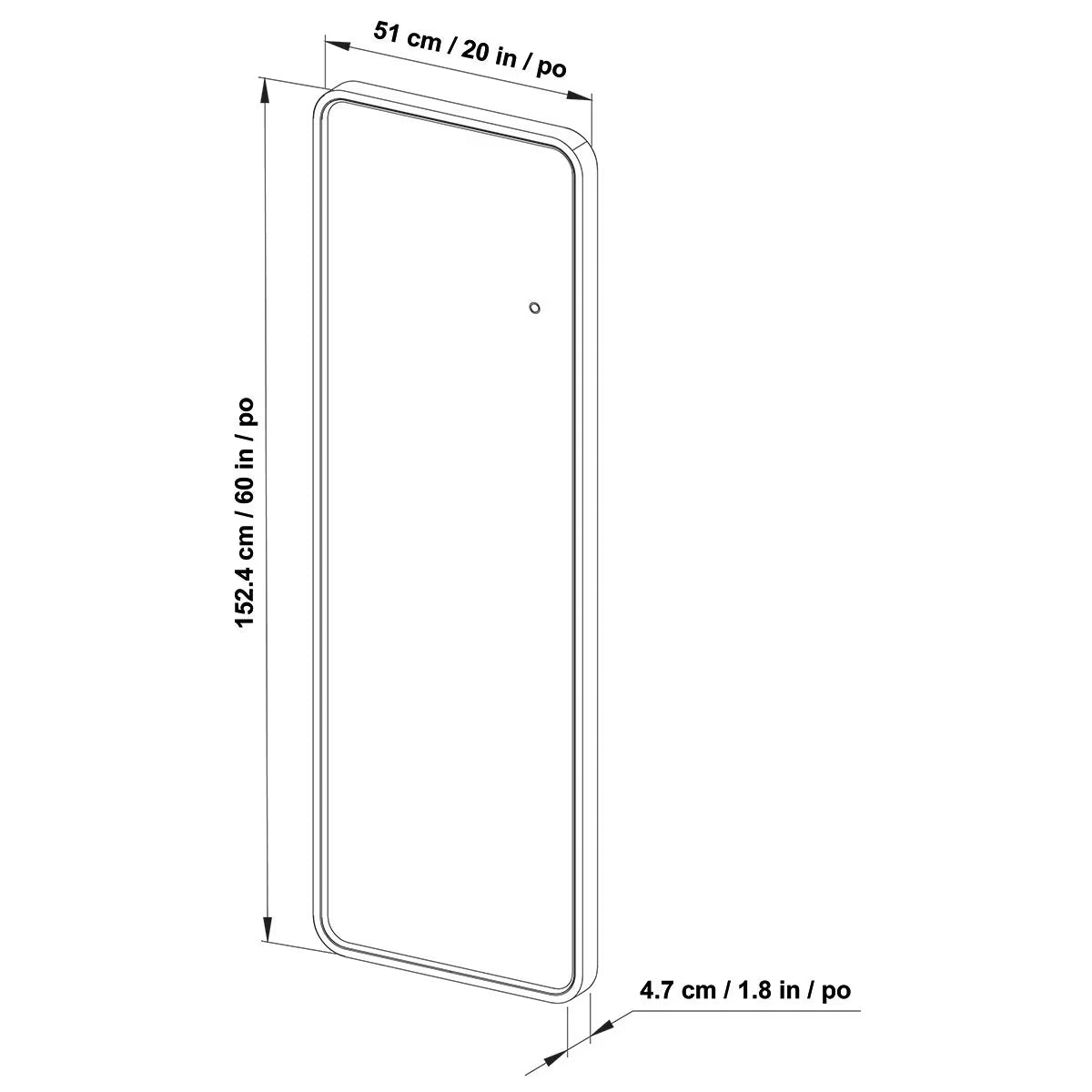 OVE Lyon LED Leaner Mirror, 51 X 152 Cm