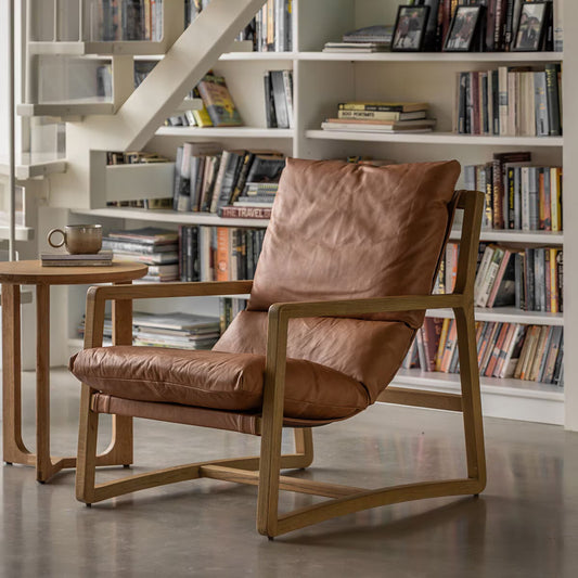 Burela Vintage Brown Leather Lounge Chair