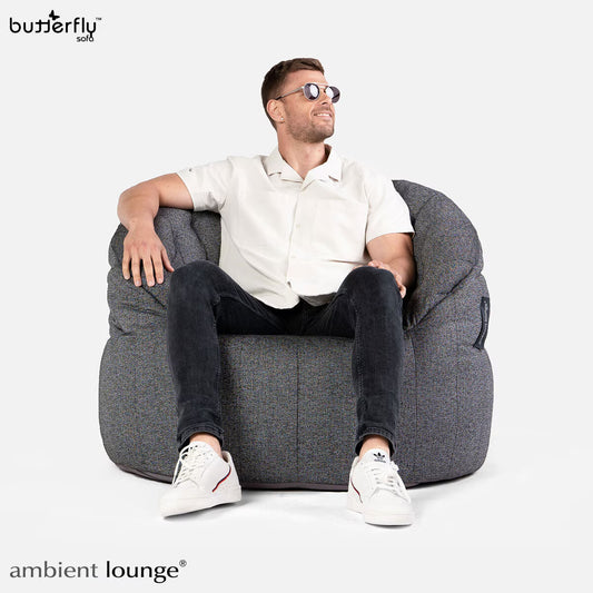 Butterfly Lounger Chair Outdoor Bean Bag in Dark Grey