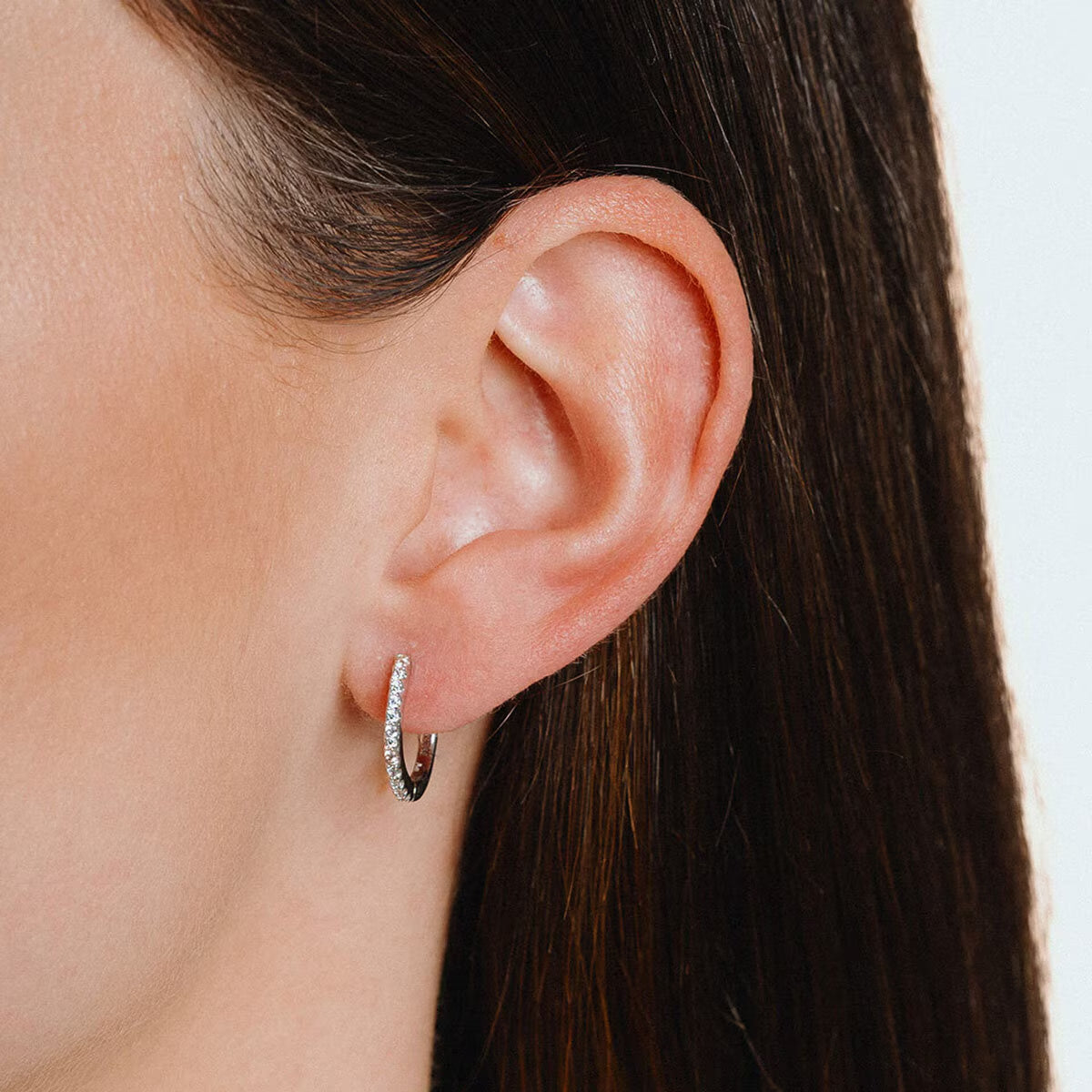 Sterling Silver Cubic Zirconia Hoop Earrings
