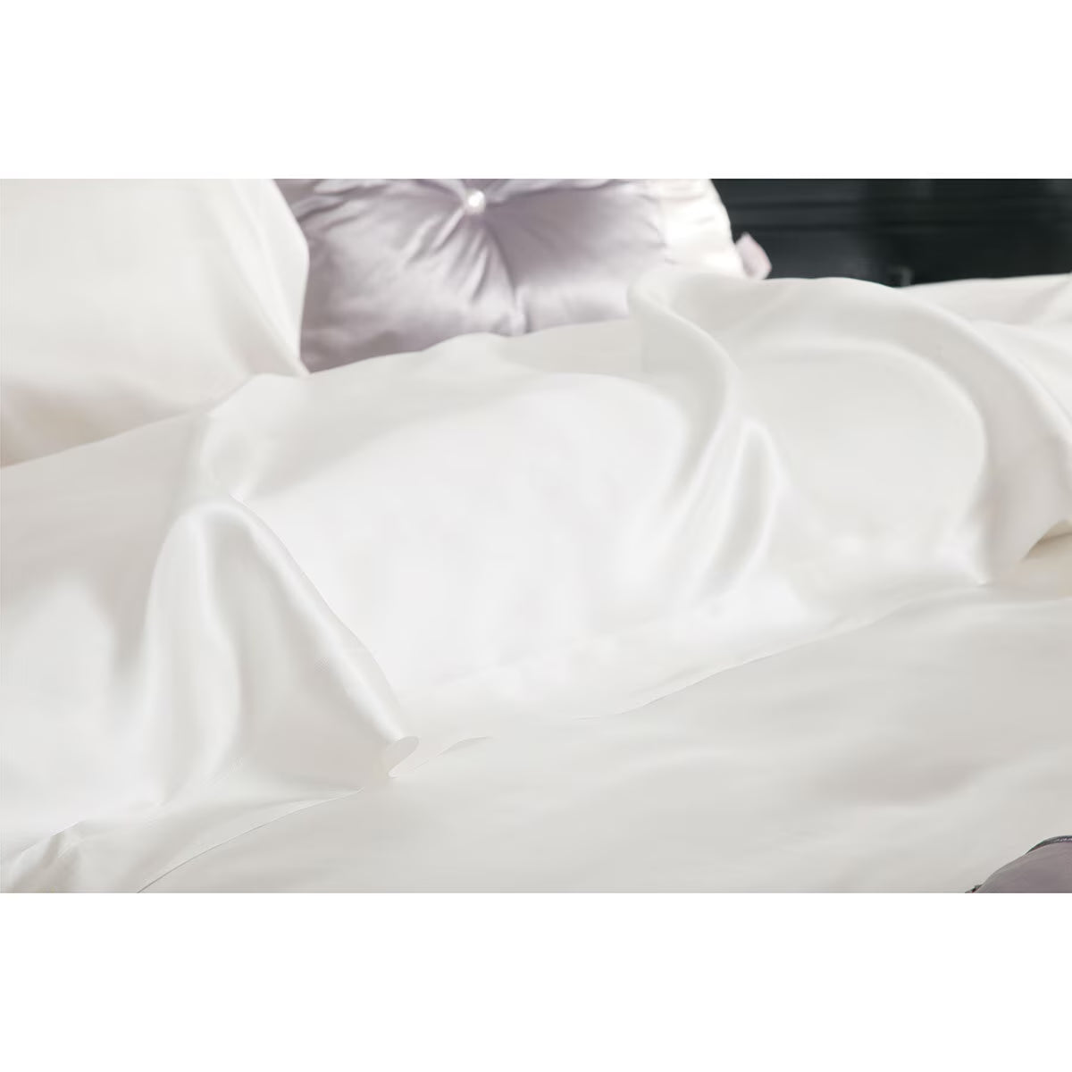 100% Mulberry Silk Ivory Fitted Sheet in Double