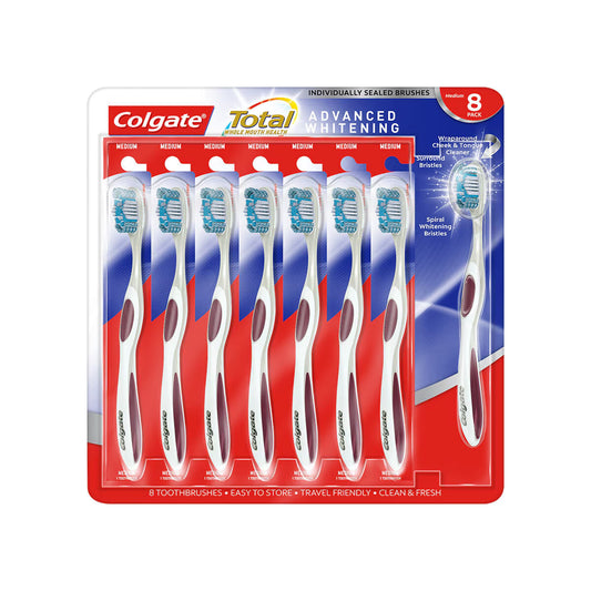 Total Advanced Whitening Medium Toothbrush, 8 Pack