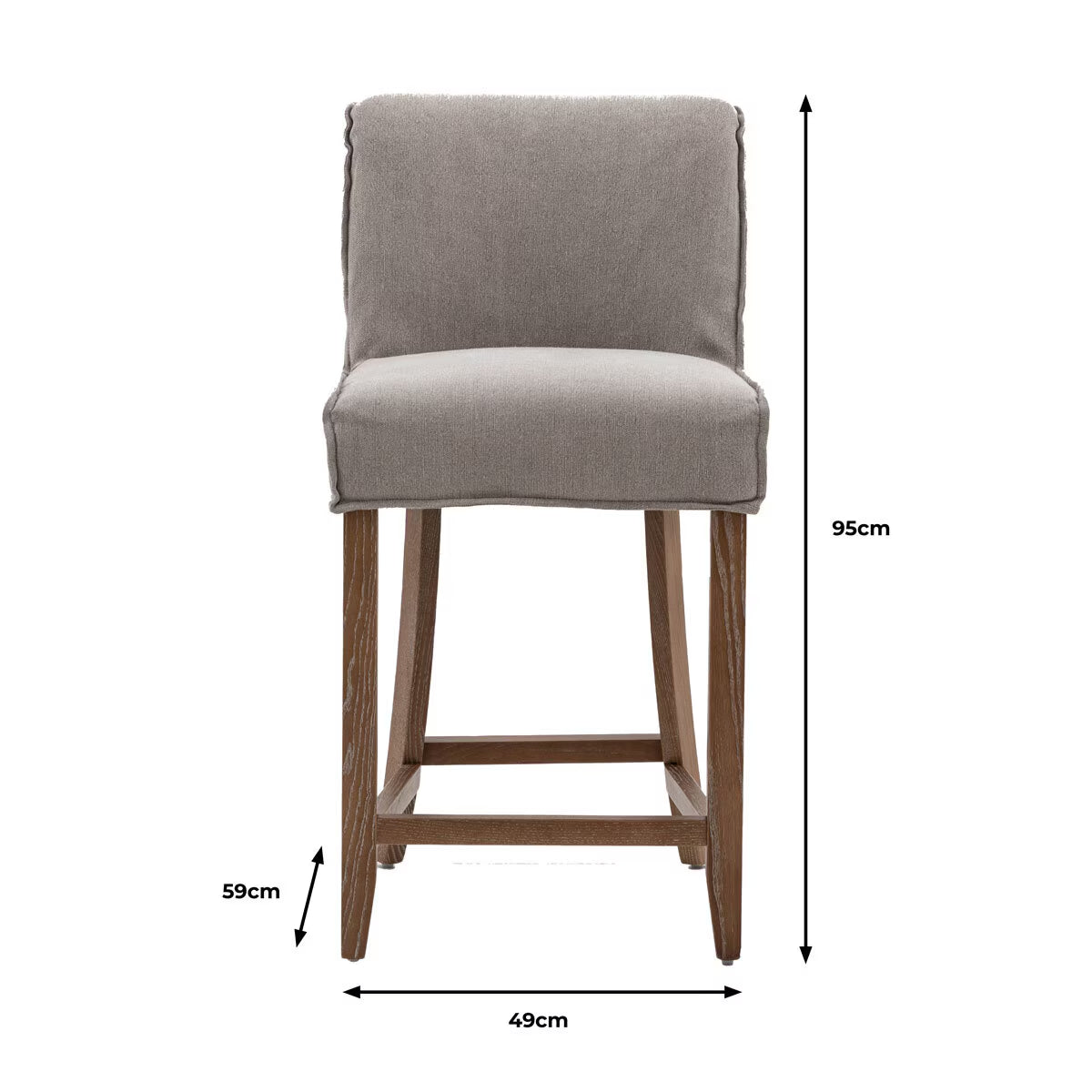 Tarnby Grey Linen Bar Stool, 2 Pack