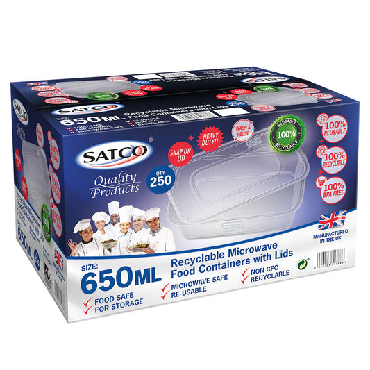 Plastic Takeaway Containers, 250 X 650Ml