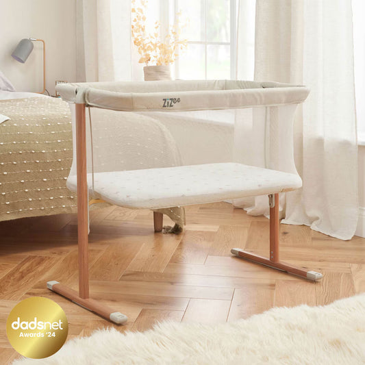 Zizee Breathable Rocking Crib, Walnut & Ecru