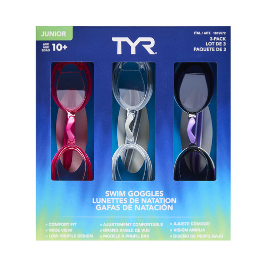 Junior Goggles Pink, Grey and Purple 3 Pack
