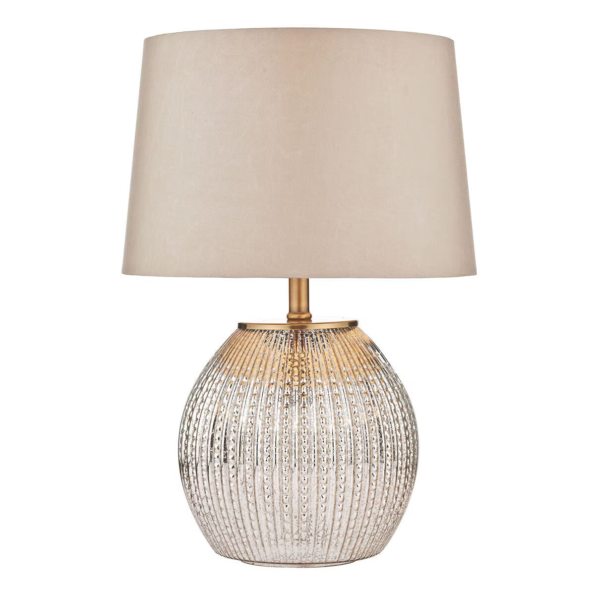 Sonia Brass & Silver Dual Table Lamp with Taupe Shade